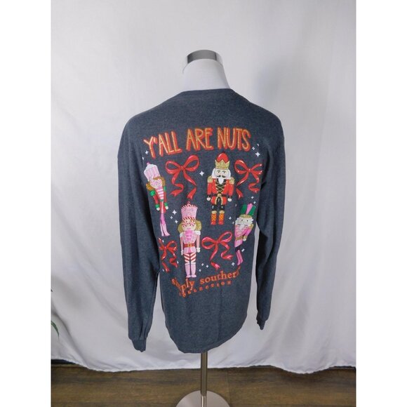 Simply Southern Shirt Womens Medium Nutcracker Yall Are Nuts Holiday Long Sleeve - Picture 1 of 12